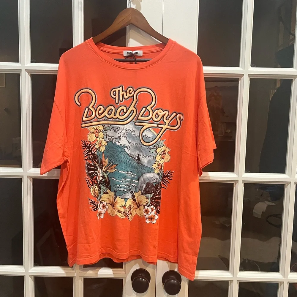 Daydreamer The Beach Boys Surfs Up Boyfriend Tee Orange - Picture 5 of 7